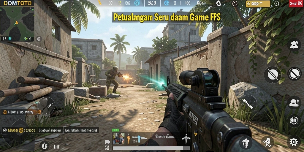 Screenshot interaksi gameplay dalam game FPS yang menegangkan.