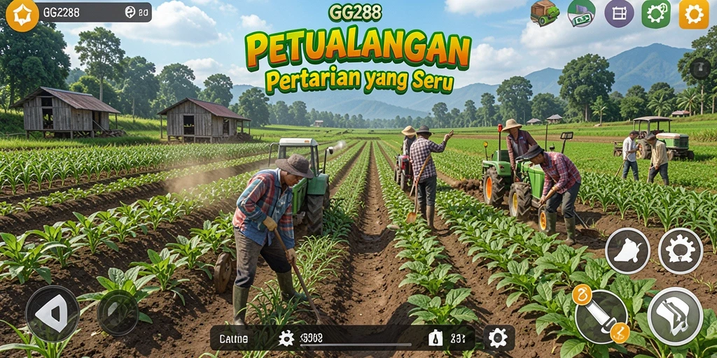 Screenshot GG288 menampilkan ladang indah dengan beragam tanaman.