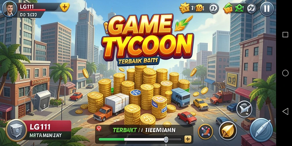 Tampilan gameplay LG111 yang menarik dalam mengelola bisnis Tycoon.