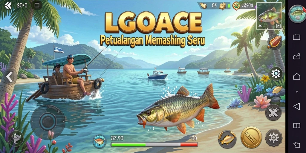 Screenshot LGOACE menampilkan gameplay memancing yang mengasyikkan dan realistis.