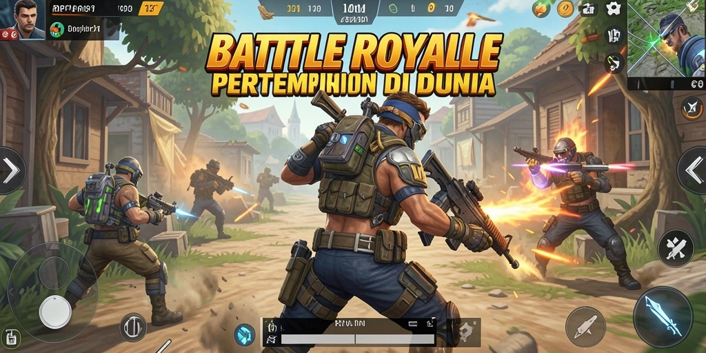 Screenshot RPVIP1 menampilkan aksi intens pertempuran Battle Royale.