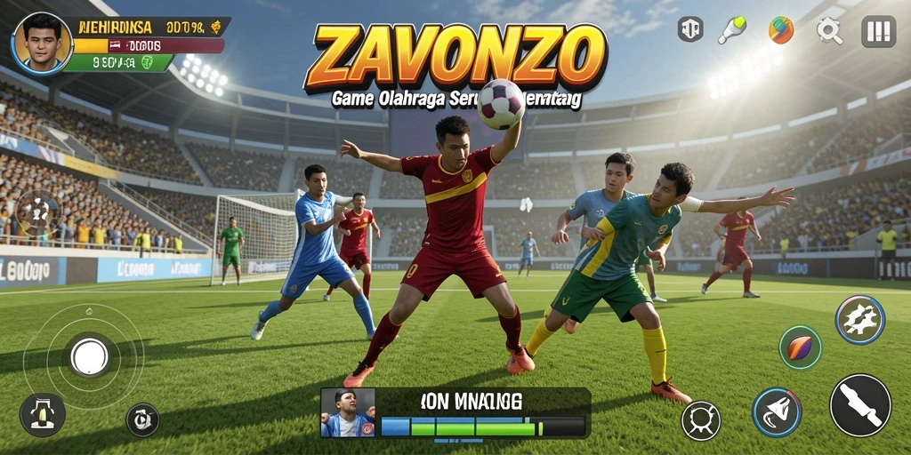 Tampilan gameplay ZAVONZO saat pertandingan olahraga yang seru.